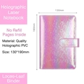 Iridescent laser PVC macaron binder cover for notebooks in pink and purple, 130x190mm - A6 No Inner Pages / Magic Cube Pink