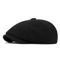 Klassische schwarze gestreifte Schirmmütze für Damen und Herren mit Vintage-Achteck-Design - Achteckig Schwarz