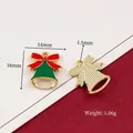 Christmas bell pendant with red and green enamel bowknot for jewelry making - 31# Green Bell