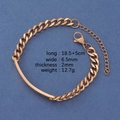 Pulsera cubana de oro rosa para parejas con placa de identidad y cadena ajustable robusta - Oro rosa