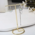 Asymmetric silver butterfly earrings with colorful stones and elegant chain tassels - E2828-5-Silver Asymmetric Magic Color Stone