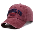 Casquette de baseball rouge délavé avec broderie Brooklyn 1947 et style vintage rétro - Bordeaux