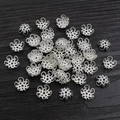 Bulk pack of 8-9mm silver hollow flower bead caps in iron for jewelry making - 8mm-200Pcs Per Bag / Silver