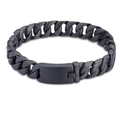 Bracelet gourmette pour homme en acier inoxydable noir mat avec fermoir carré - Style Noir Sablé (KB29216-D)
