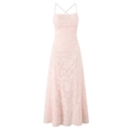 Eng anliegendes hellrosa Maxikleid mit floralem Jacquard und gekreuzten Trägern - XL / Rosa