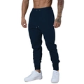 Pantaloni jogger uomo blu navy slim fit con coulisse in vita e polsini a coste sportivi - S / Blu navy