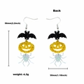 Glitter acrylic Halloween earrings with bat, pumpkin, and spider charms on white background - Bat Pumpkin Spider Style