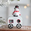 Weißer Schneemann-Weihnachtszug-Anhänger mit Schal und Hut, Größe 9,5 x 5,5 cm - Weißer Schneemann