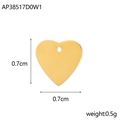 Colgante de corazón de acero inoxidable dorado pulido de 0,7x0,7 cm para joyería DIY - Estilo Pulido Dorado (AP38517D0W1)