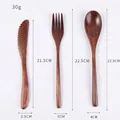 Japanese nanmu wood cutlery set with dark brown knife fork and spoon 30g kit - No-Wrap Spoon Fork Knife