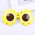 Funny sunflower shaped party sunglasses with yellow petals and dark lenses for kids - One Size / Sunflower Style / Yellow