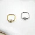 20mm gold and silver square copper clasps with micro-set zircon for DIY jewelry making - Square / 18K Gold Plated