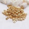 14K gold plated spacer beads for DIY jewelry making with polished wheel shape finish - 4mm / 14K Gold Plated/Color Retention