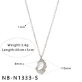 Silberne strukturierte Halskette mit Kunstperlen-Anhänger in einer 40cm+5cm langen Kette - Silber Unregelmäßiger Edelsteinanhänger (NB-N1333-S)