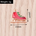DIY Kerst schaats hanger in rood en groen emaille met roségouden afwerking - Rode Schaats (YD1327)