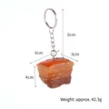 Llavero de cerdo estofado realista con anillo de metal e información de medidas - 4cm*3.5cm*2.7cm / Con Llavero / Color Claro