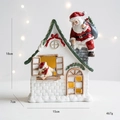Detailed dimensions of resin Christmas house ornament with Santa and snow scene - Santa Snow House with Light