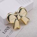 Polished gold metallic bow pendant with hanging hole for DIY jewelry and bag accessories - Gold
