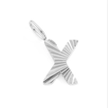 Polished silver stainless steel letter X pendant with textured sunburst pattern details - Letter X / Steel Color