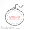 Silver 2.3mm twisted rope stainless steel bracelet with adjustable lobster clasp closure - Twisted Flat Snake Style / 2.3mm Wide (17+5cm) / Steel