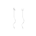 Minimalist S925 silver asymmetric long tassel earrings with moon and star pendants - 925 Silver / Star Moon Style
