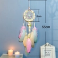 Rainbow dream catcher with LED lights, 55cm long featuring pink and yellow feathers - Dreamy Rainbow Quality Choice / Default Quality Choice