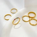 Collection of slim gold rings featuring multi-color rainbow stones and cubic zirconia - Rainbow Rhinestone