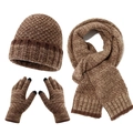 Set invernale da uomo 3 pezzi con cappello sciarpa e guanti touch color marrone caffè - Set - Cachi