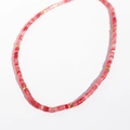 Handmade necklace with red and pink marble textured beads and gold metal spacers - Watermelon Quartz