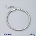 Silver stainless steel flat snake chain bracelet with lobster clasp, 190x4mm, 4g - 4mm Bracelet (KB187320-GC)