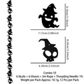 Halloween banner with 6 skulls and 6 ghosts with witch hats on 3m string decor - Felt / Black Ghost & Skeleton String