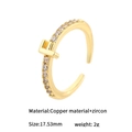 Adjustable 14K gold plated initial F ring with sparkling zircon inlays for women - Letter F