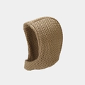 Detailed close-up of quilted beige balaclava texture and thick winter fabric insulation - Khaki