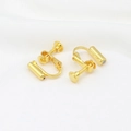 Macro view of 18K gold plated spiral earring converter with adjustable screw design - Type 1 Needle Tube Converter 18K Gold