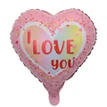 Pink 17-inch heart-shaped foil balloon with I LOVE YOU text and rainbow pattern - 17 Inch Valentine's Heart Design 9