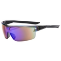 Outdoor sports cycling sunglasses with purple-gold gradient mirror lens and black frame - Green Mirrored