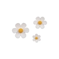 Three sizes of mini white daisy fridge magnets with yellow centers for office decor - Set of 3 / Small White Flower