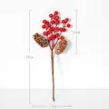 Red berry branch with pine cones and faux snow for Christmas tree decoration - ACG3-4 (Single / Double Pine Cones)