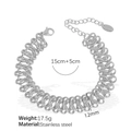 Polished silver stainless steel chunky rope chain bracelet with 15+5cm length and 12mm width - Bracelet / Silver Bracelet Only (Without Necklace)