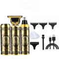 3-in-1 bronze hair clipper set with Buddha relief carving and grooming attachments - 3-in-1 Buddha Multifunction Kit - Metal Body