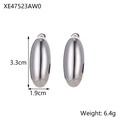 Minimalist silver titanium steel oval hoop earrings with mirror finish, 3.3cm size - Mirror Large Hoop Earrings (XE47523AW0)