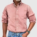 Camicia da uomo slim fit a maniche lunghe color rosso polvere con finitura strutturata - Taglia M / Top / Rosa