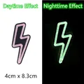 Pink and black lightning bolt luminous embroidery patch showing day and night effects - Lightning/GZ-05548-4
