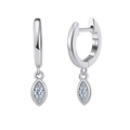 Elegant 925 sterling silver huggie earrings with marquise cut crystal pendant charms - Marquise Zirconia Charm Huggies / Silver Navette