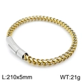 Minimalistische tweekleurige roestvrijstalen tarweketting armband 210mm bij 5mm - Goud Zilver Tweekleurige Tarweketting (KB139769-KFC)