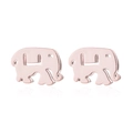 Macro detail of rose gold elephant stud earrings featuring a high-polished mirror finish - Rose Gold