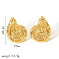 Elegant gold spiral stainless steel earrings with sparkling crystals and swirl design - Spiral Zirconia Style (TE6832)
