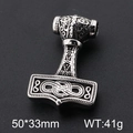 Silver Thor's Hammer Mjölnir pendant with Celtic knot wolf engravings, 50x33mm size - Thor's Hammer Style (KP130804-MI)