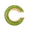 Golden C-shaped ear cuff featuring pave-set sparkling green zircons for non-pierced ears - Outer Diameter 2.1cm / KC Gold - Green (12206)