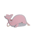 Pink and grey whale-shaped crossbody bag with glitter PU leather and metal chain - Pink